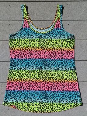 No Boundaries Neon Leopard Stripe Tank Top | Rainbow Leopard Print Tank Top